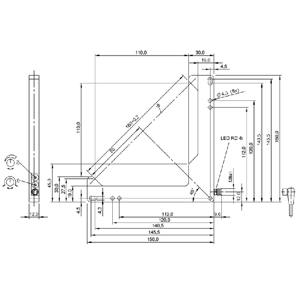 Fourche opt. L PNP E=160mm Prof=110x110mm Pot. Laser LO/DO / M08A 3P Fourche opt. L PNP E=160mm Prof=110x110mm Pot. Laser LO/DO / M08A 3P-Lire la description