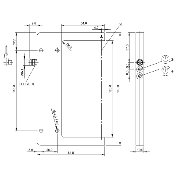 Fourche opt. U PNP E=120mm Prof=54mm Laser LO/DO 10-30Vdc / M08 3P-Lire la description