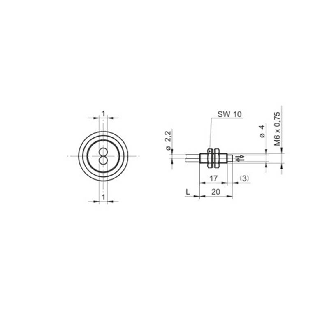 Fibre opt. directe, plast., tête 4x20mm Pmax=80mm, 2m-Lire la description