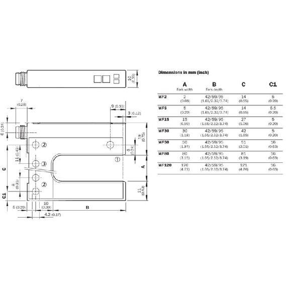 Fourche opt. U PNP/NPN E=15mm Prof=95mm IR LO/DO / M08 4P-Lire la description