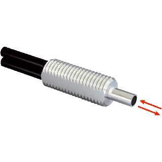 Fibre opt. directe coaxiale, plast. tête M6 inox, 3m-Lire la description
