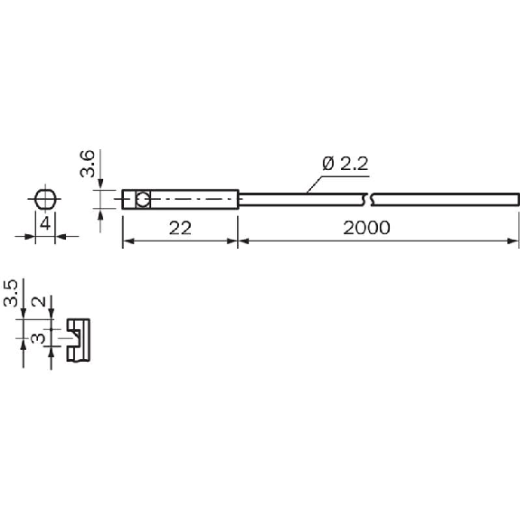 Fibre opt. barrage, plast., tête inox, 2m Fibre opt. barrage, plast., tête inox, 2m-Lire la description