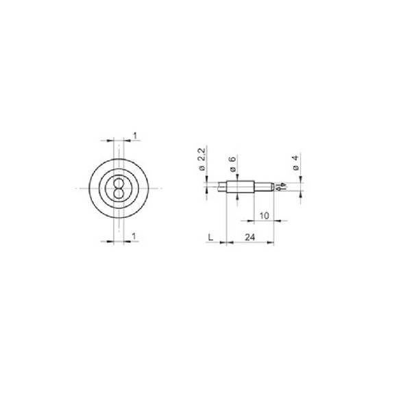 Fibre opt. directe, plast., tête 6x24mm Pmax=35mm, 2m-Lire la description