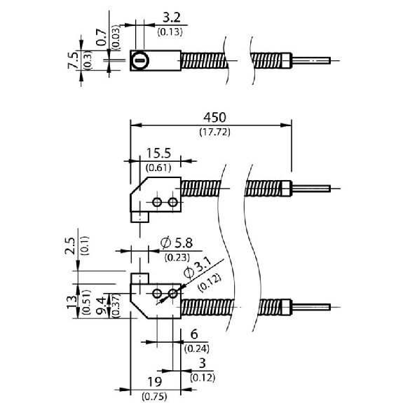 Fibre opt. barrage, verre, 450mm Fibre opt. barrage, verre, 450mm-Lire la description