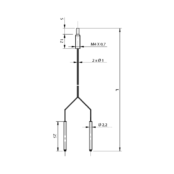 Fibre optique, Directe, Plastique, 2xØ1mm, Tête M4x0.7 axial, 1.0m-Lire la description