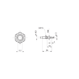 Fibre opt. directe, verre, tête 4x12mm Pmax=100mm, 0,5m-Lire la description