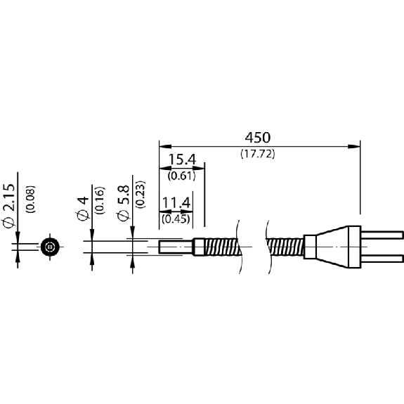Fibre opt. barrage, verre Ø2,2mm, 450mm Fibre opt. barrage, verre Ø2,2mm, 450mm-Lire la description