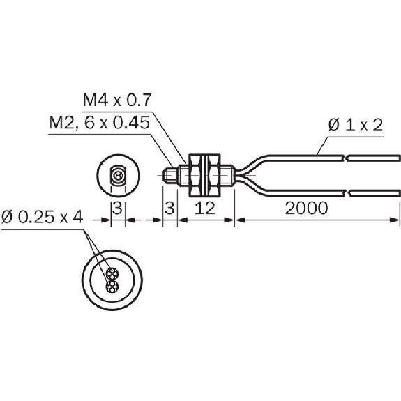 Fibre opt. directe, plast., tête M4, 2m-Lire la description