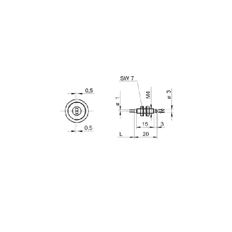 Fibre opt. directe, verre, tête M4x20mm Pmax=35mm, 2m-Lire la description