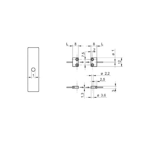Fibre opt. plast. barrage tête POM 8x12x3mm Pmax=165mm Lg 1m-Lire la description