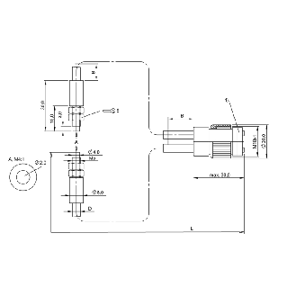 Fibre optique, verre, barrage, Ø1mm, tête M5, lg3m-Lire la description