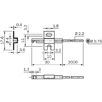 Fibre optique barrage, plastique Ø2,2mm, tête Ø4mm, 2m-Lire la description