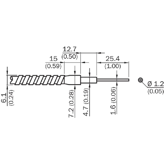 Fibre opt. barrage, verre, embout coudé lisse, 900mm Fibre opt. barrage, verre, embout coudé lisse, 900mm-Lire la description