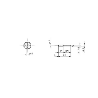 Fibre opt. directe, plast., tête 1,5x15mm Pmax=100mm, 2m-Lire la description