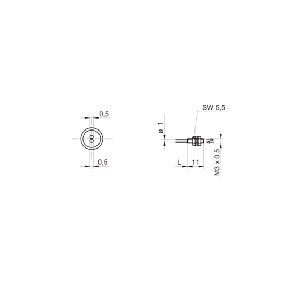 Fibre opt. directe, plast., 2xØ1mm, tête M3x11 inox, 2m-Lire la description