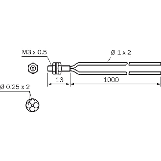 Fibre opt. directe, plast., tête M3, 1m-Lire la description
