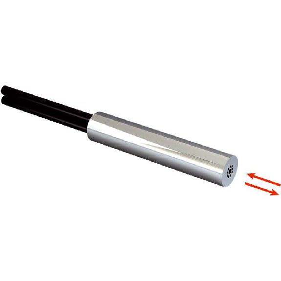 Fibre opt. directe coaxiale, plast., tête lisse Ø3mm, 2m-Lire la description