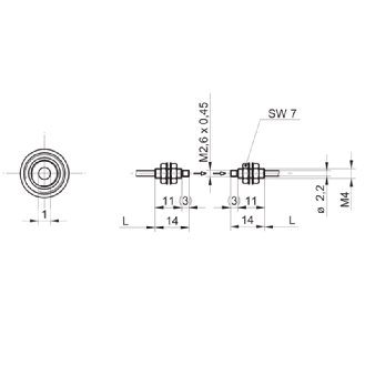 Fibre opt. plast. barrage tête M4x11mm Pmax=1100mm Lg 2m-Lire la description
