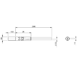 Fibre opt. directe, plast. Ø2,2mm, tête M6 x13,5mm laiton, 2m-Lire la description