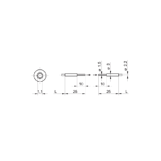 Fibre opt. directe, verre, tête 6x14mm Pmax=210mm +250°C, 25cm-Lire la description