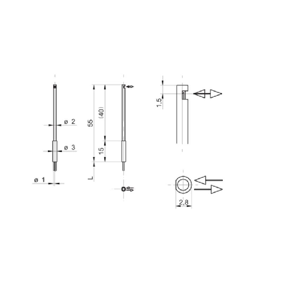 Fibre opt. directe, plast., tête latérale M2,8x40mm Pmax=15mm, 2m Fibre opt. directe, plast., tête latérale M2,8x40mm Pmax=15mm, 2m-Lire la description