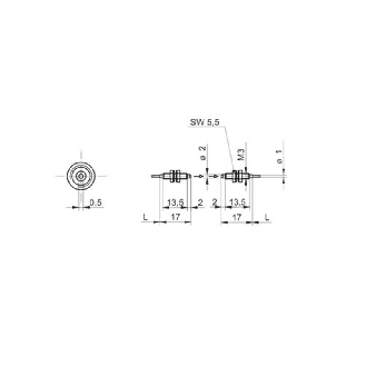 Fibre opt. barrage, plast., tête M3x17mm Pmax=110mm, 2m-Lire la description