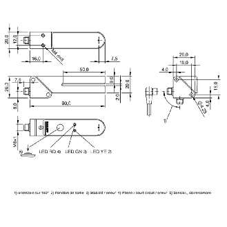 Fourche opt. U PNP/NPN P=2mm Prof=50mm Led R/V LO/DO / M08 4P-Lire la description