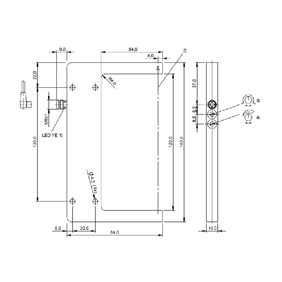 Fourche opt. U NPN E=120mm Prof=54mm Laser LO/DO 10-30Vdc / M08 3P Fourche opt. U NPN E=120mm Prof=54mm Laser LO/DO 10-30Vdc / M08 3P-Lire la description