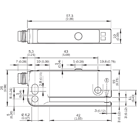 Fourche opt. U PNP/NPN E=3mm Prof=42mm IR IO-Link LO/DO / M08 4P-Lire la description