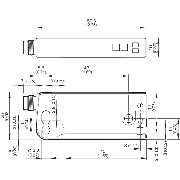 Fourche opt. U PNP E=3mm Prof=42mm IR IO-Link LO/DO / M08 4P-Lire la description