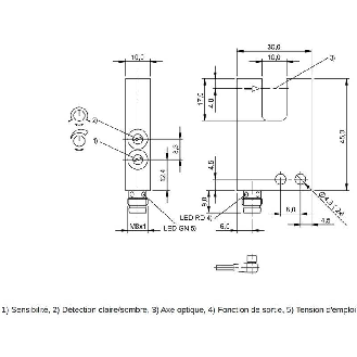 Fourche opt. U PNP E=10mm Prof=13mm Pot. IR LO/DO 10-30Vdc / M08A 3P-Lire la description