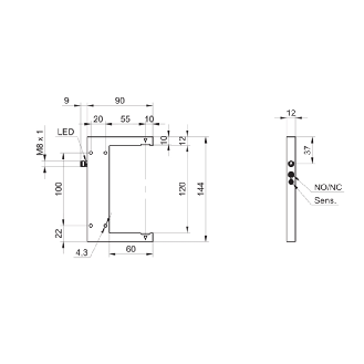 Fourche opt. U PushPull E=120mm Pot. LR IO-Link LO/DO Inox / M08 3P-Lire la description