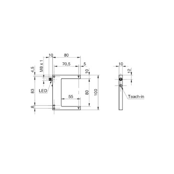 Fourche opt. U PNP E=80mm Prof=50mm Teach-in LO/DO / M08 4P Fourche opt. U PNP E=80mm Prof=50mm Teach-in LO/DO / M08 4P-Lire la description