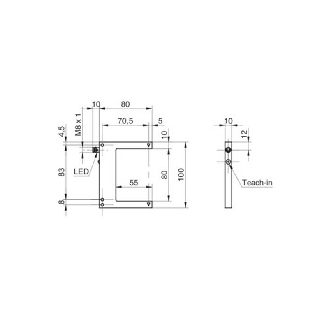 Fourche opt. U PNP E=80mm Prof=50mm Teach-in LO/DO / M08 4P-Lire la description