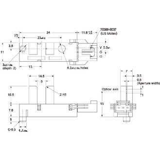 Micro Fourche opt. U Photo IC E=5mm LO, connect MOLEX-Lire la description