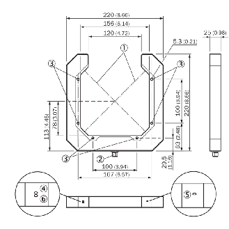 Fourche opt. X PNP E=120mm Prof=185mm Laser DO / M12 5P-Lire la description