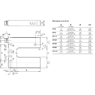 Fourche opt. U PNP/NPN E=2mm Prof=42mm Laser LO/DO / M08 4P-Lire la description