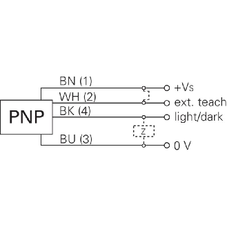 Fourche opt. U PNP E=50mm Prof=50mm Teach LO/DO 10-35Vdc / M08 4P-Lire la description
