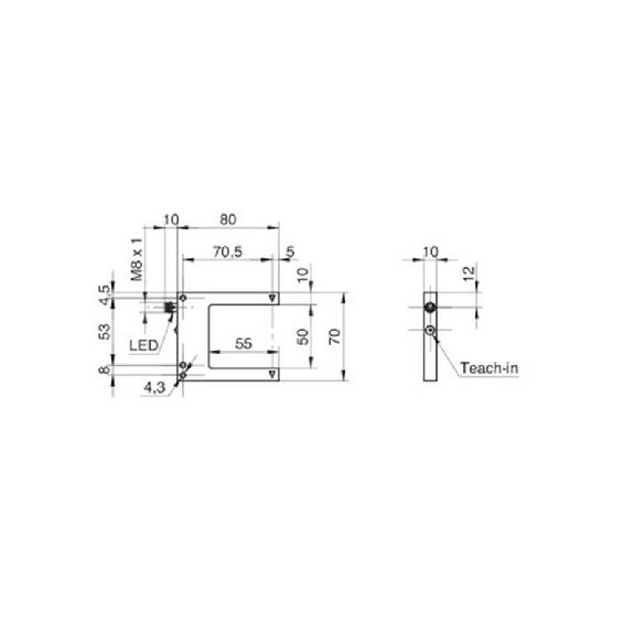 Fourche opt. U PNP E=50mm Prof=50mm Teach LO/DO 10-35Vdc / M08 4P-Lire la description