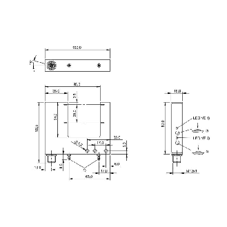 Fourche opt. U ANA E=50mm (3x28mm) Prof=54mm 0-10V PNP / M12 4P-Lire la description