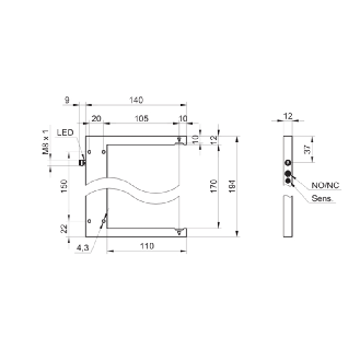 Fourche opt. U PushPull E=170mm Pot. LR IO-Link LO/DO / M08 3P-Lire la description