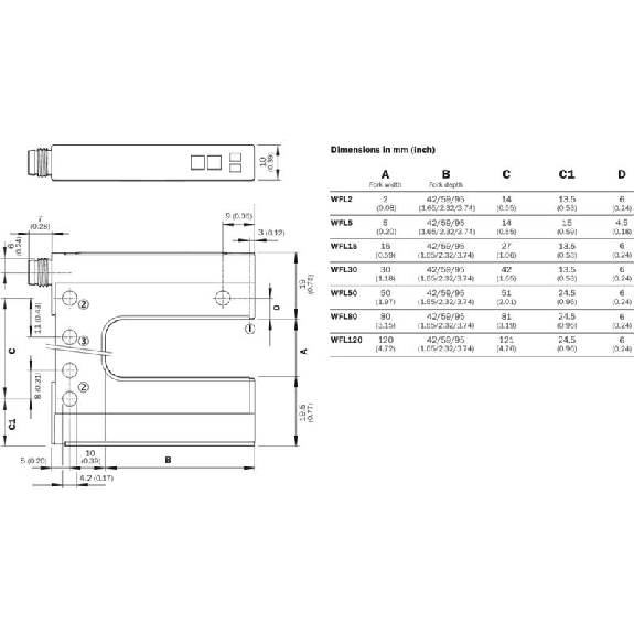 Fourche opt. U PNP/NPN E=120mm Prof=95mm Laser LO/DO / M08 4P Fourche opt. U PNP/NPN E=120mm Prof=95mm Laser LO/DO / M08 4P-Lire la description