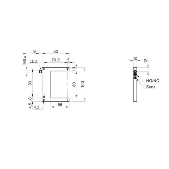 Fourche opt. U PushPull E=80mm Pot. LR IO-Link LO/DO Inox / M08 3P-Lire la description