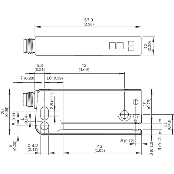 Fourche opt. U NPN E=3mm Prof=42mm IR LO/DO / M08 4P-Lire la description