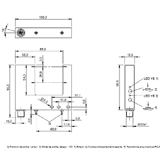 Fourche opt. U ANA E=50mm (3x28mm) Prof=54mm 4-20mA PNP / M12 4P-Lire la description