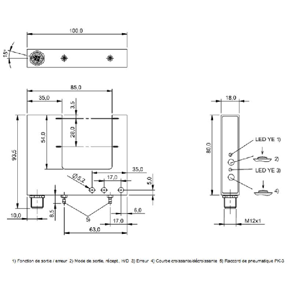 Fourche opt. U ANA E=50mm (3x28mm) Prof=54mm 4-20mA PNP / M12 4P-Lire la description