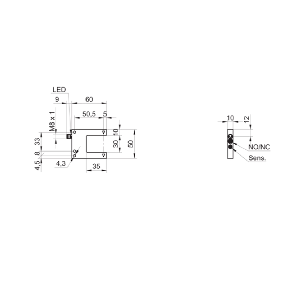 Fourche opt. U PushPull E=30mm Pot. LR IO-Link LO/DO Inox / M08 3P-Lire la description