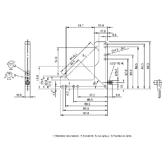 Fourche opt. L PNP E=80mm Prof=54x54mm Pot. Laser LO/DO / M08A 3P-Lire la description