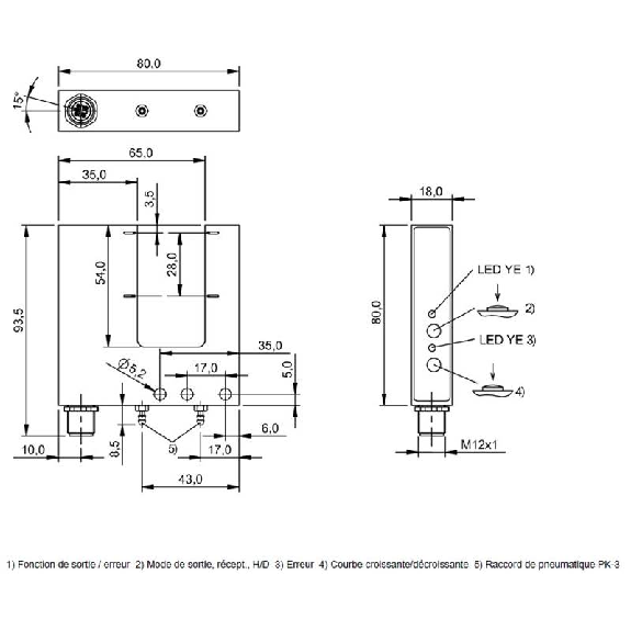 Fourche opt. U ANA E=30mm Prof=51mm 4-20mA+PNP 18-30Vdc / M12 4P-Lire la description