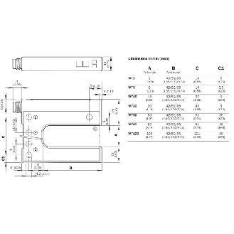 Fourche opt. U PNP/NPN E=50mm Prof=59mm IR LO/DO / M08 4P-Lire la description